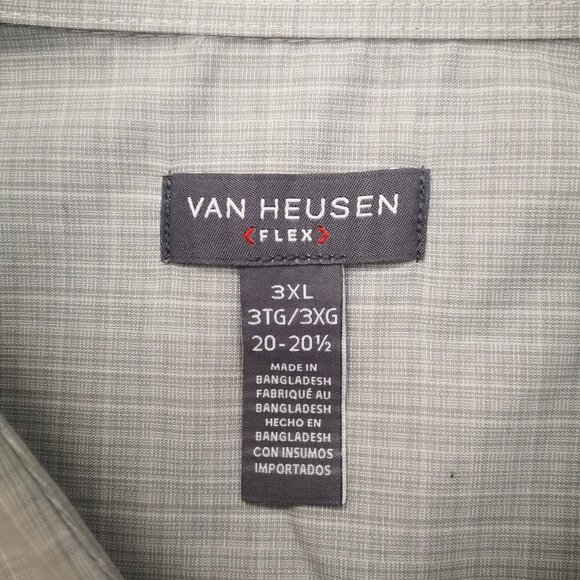 NWT Van Heusen Men's Size 3XL Naturel Stretch Non-Iron Grey Plaid Shirt - Picture 3 of 11